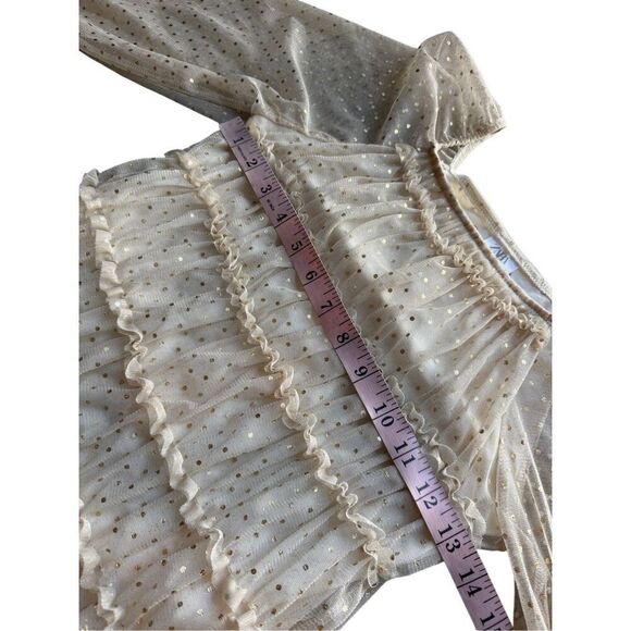 ZARA Sparkly Gold Metallic Polka Dot Festive Blouse Size 13-14 Girls - Picture 8 of 10